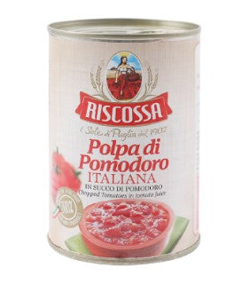 Riscossa มะเขือเทศเชอร์รี่หั่นเต๋าในน้ำมะเขือเทศ 400g